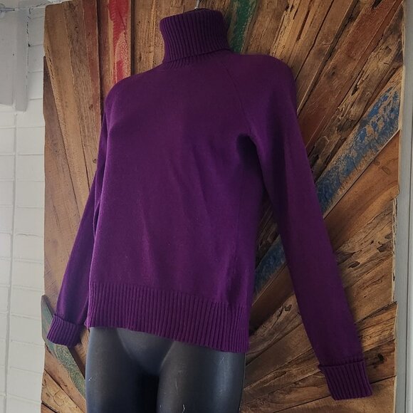 Banana Republic Y2K fine merino wool sweater/turtleneck in berry Sz M - Picture 1 of 11